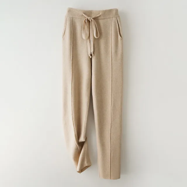 Autumn And Winter Pure Wool High Waist Thickened Curling Casual Straight leg Harem Pants Green Velvet - Shop at LoveMi