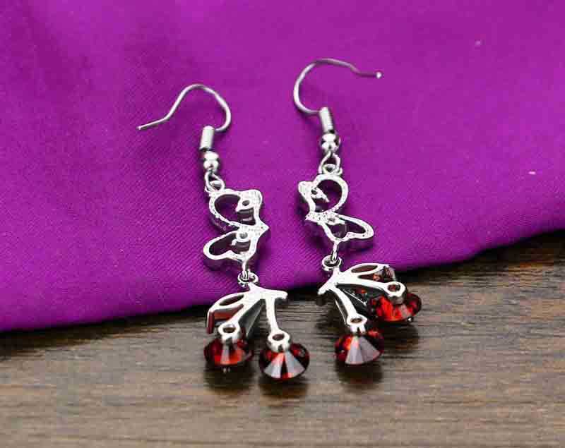 Title 7, Long Tassel Cherry Love Red Zircon Earrings