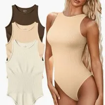 Summer Tight Sleeveless Sunken Stripe Jumpsuit Milk Tea Color - Shop at LoveMi