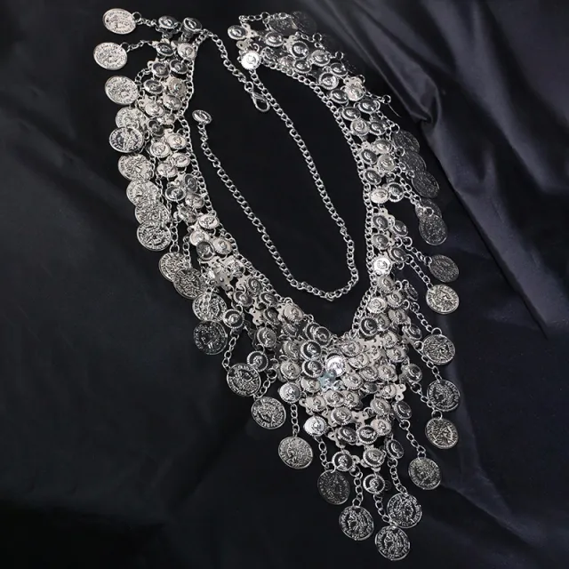 Fashion Vintage Coins Tassel Exotic Waist Chain Silver - Shop at LoveMi
