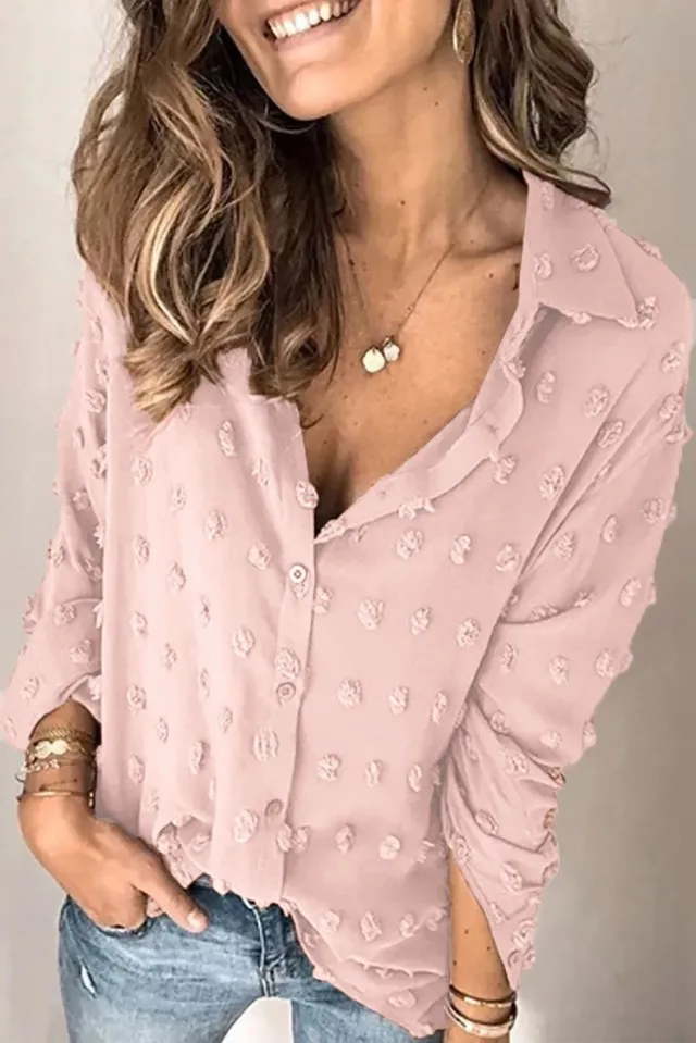 Spring And Summer New Cross border Women's Clothing Fashion Long Sleeve Shirt Pink - Shop at LoveMi