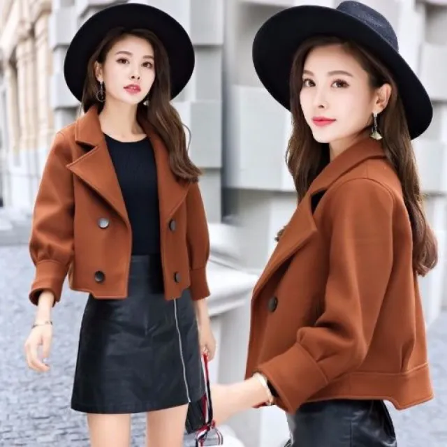 Woolen Coat Short Korean Style Top Caramel Color Xl - Shop at LoveMi