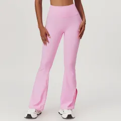 Tight Nude Feel High Waist Hip Lift Yoga Pants - Cherry Blossom Powder - View 1