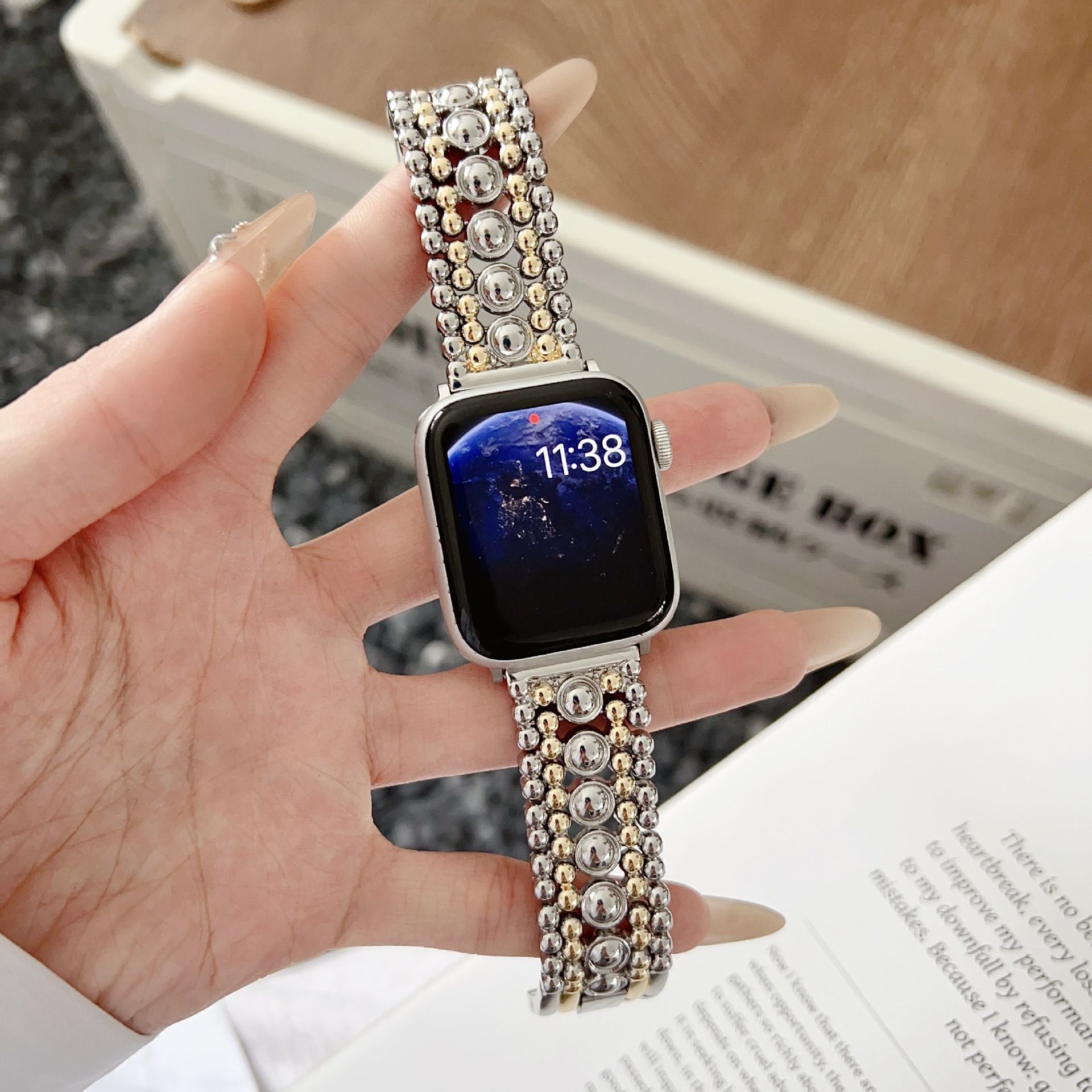 Five-bead Round Metal Watch Strap 5