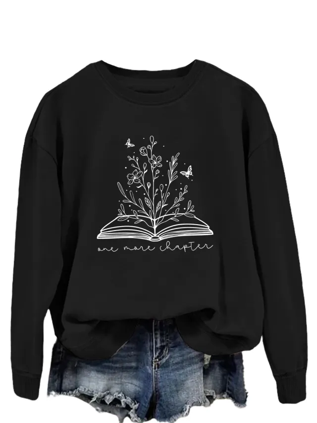 Round Neck Simple Women's Long Sleeve Letter Loose Sweatshirt 6 Colors M - Shop at LoveMi