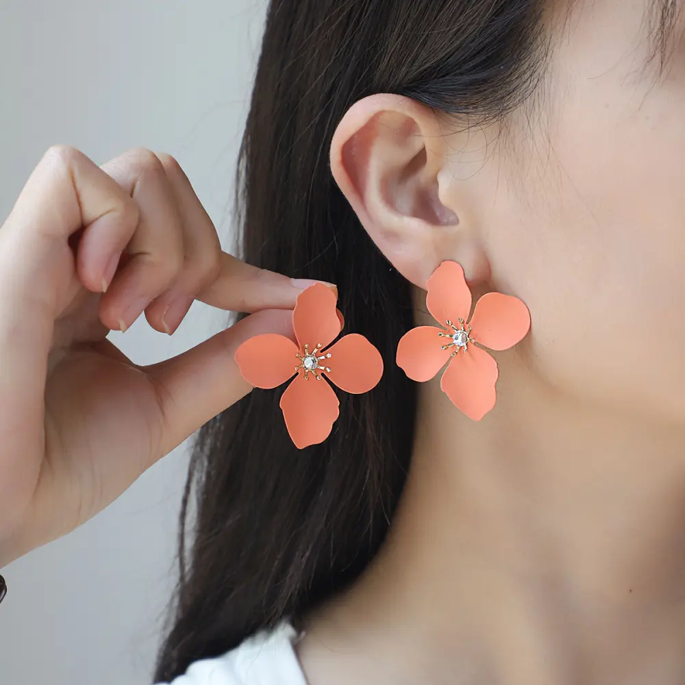 Colorful Flower Stud Earrings Summer High Sense