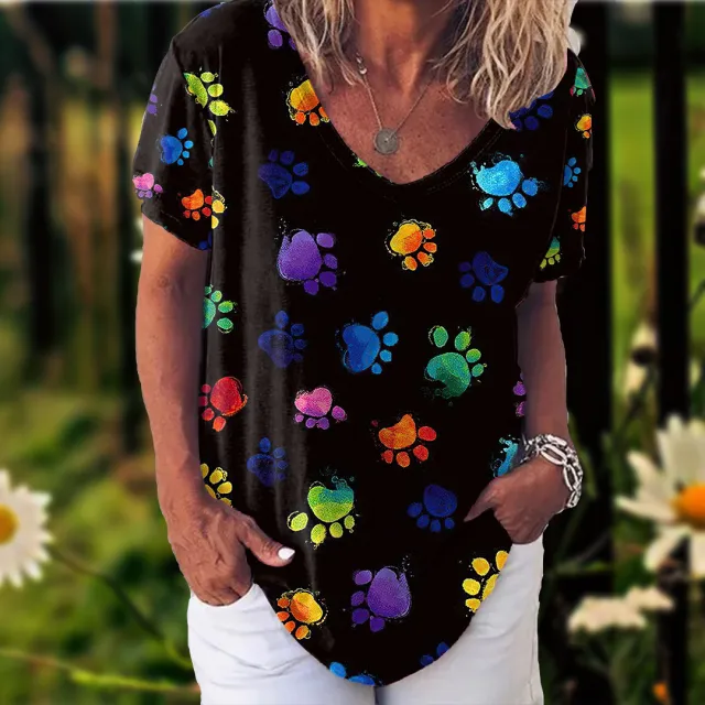3D Printed Short Sleeve T shirt Women's Casual Half V neck T shirt Vtdws107847Sj87 4Xl - Shop at LoveMi
