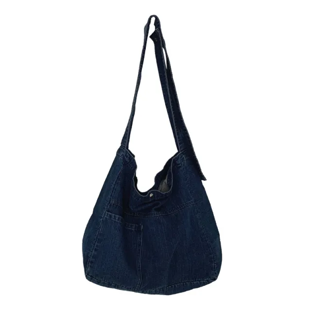 Washed Denim Large capacity Crossbody Bag Blue - Shop at LoveMi