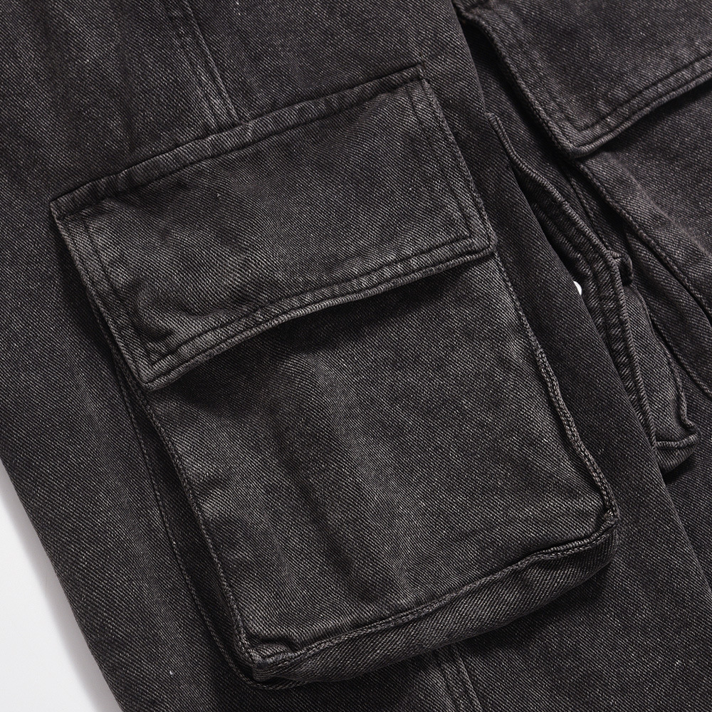 Mechanical Style Pocket Design Straight Jeans - Image 3