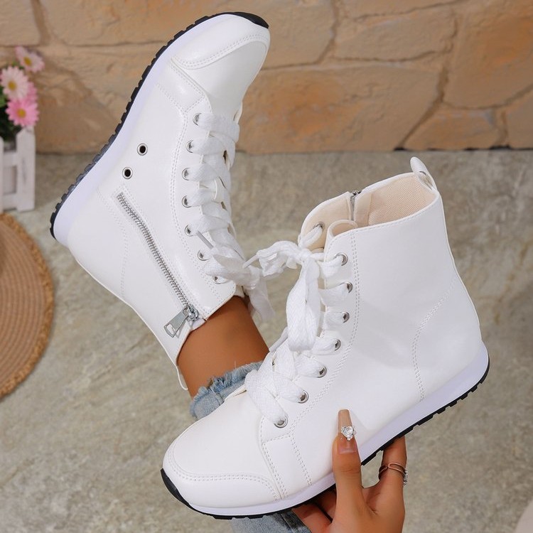 Womens Stylish Side-zip Flat Ankle Boots