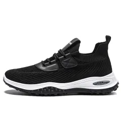 Flyknit Breathable Low Top Sports Outdoor Casual Running Tourism Flat Shoes - Black - View 1