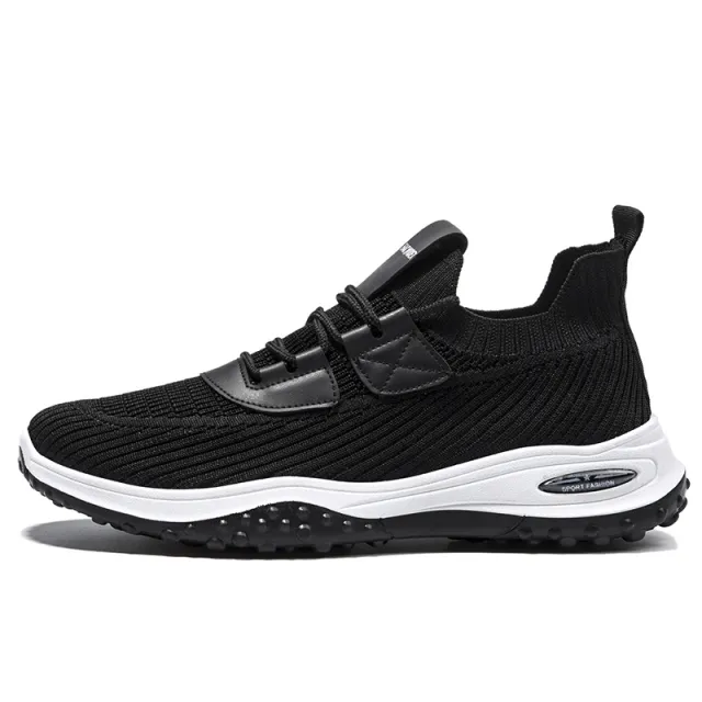 Flyknit Breathable Low Top Sports Outdoor Casual Running Tourism Flat Shoes Black - Shop at LoveMi