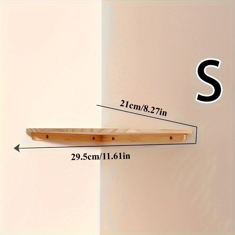 Fan Shaped Partition Rubberwood Wall Mounted Corner Shelf