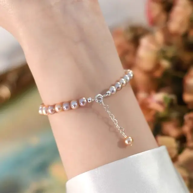 Natural Freshwater Pearl Elastic String Bracelet For Women