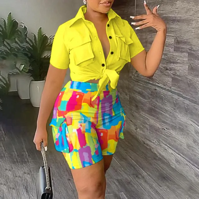 Women's Fashion Shirt And Shorts Suit Yellow - Shop at LoveMi