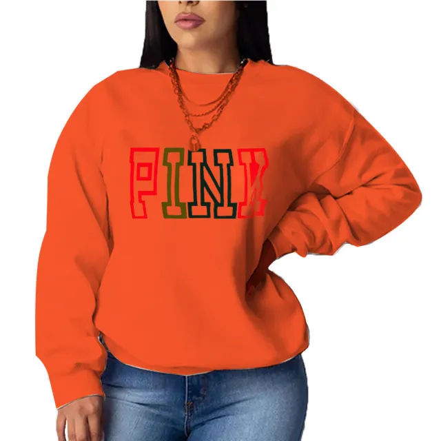 Hooded Casual Loose All match Long sleeved Sweater Orange 311 - Shop at LoveMi
