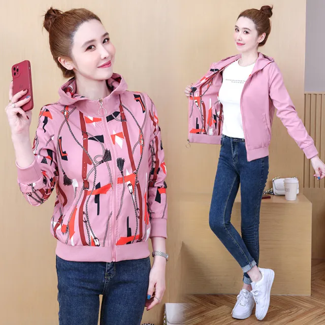 Women's Fall Winter Coat Double sided Hooded Cardigan Baseball Uniform Pink - Shop at LoveMi