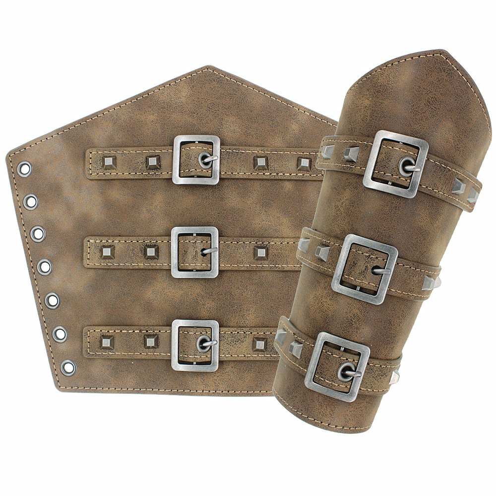 Men’s Leather Wristband Wide Punk Riding Arm Guard