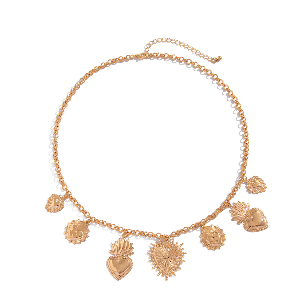 Flame Peach Heart Alloy Pendant Necklace Creative
