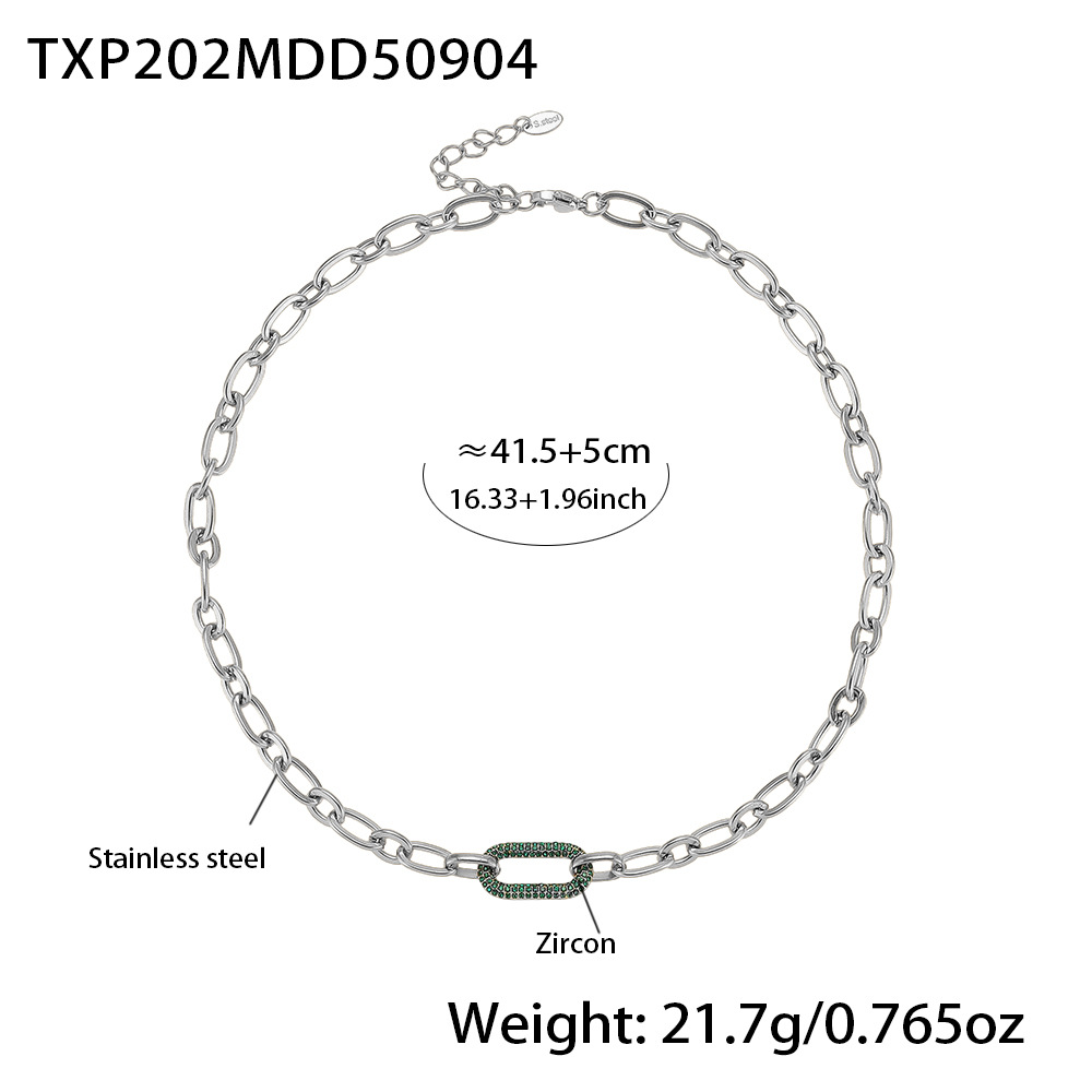 Titanium Steel Jewelry Stainless Steel Micro-pave Zircon Clavicle Necklace And Bracelet