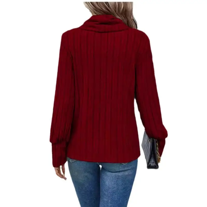 Casual Solid Color High Collar Warm Long Sleeve