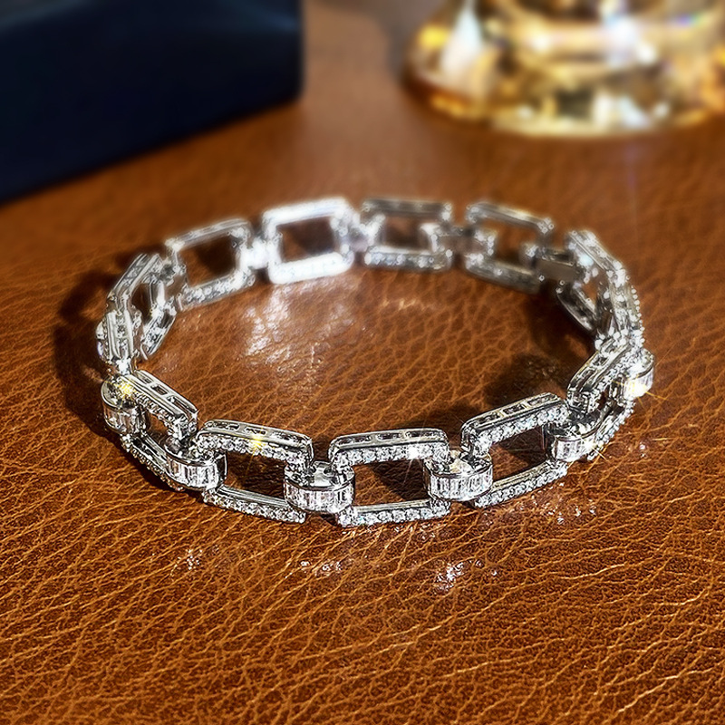 Niche Hip-hop Punk Bracelet Unisex Square Design With Micro-paved Zirconia
