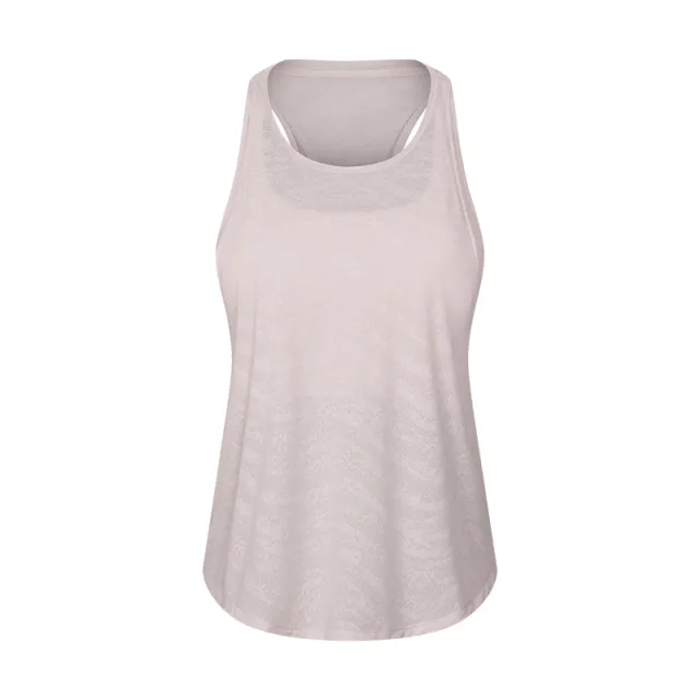 Women's Fake Two piece Breathable Mesh Stitching Sports Bra Loose Fitness Vest Ballet Pink - Shop at LoveMi