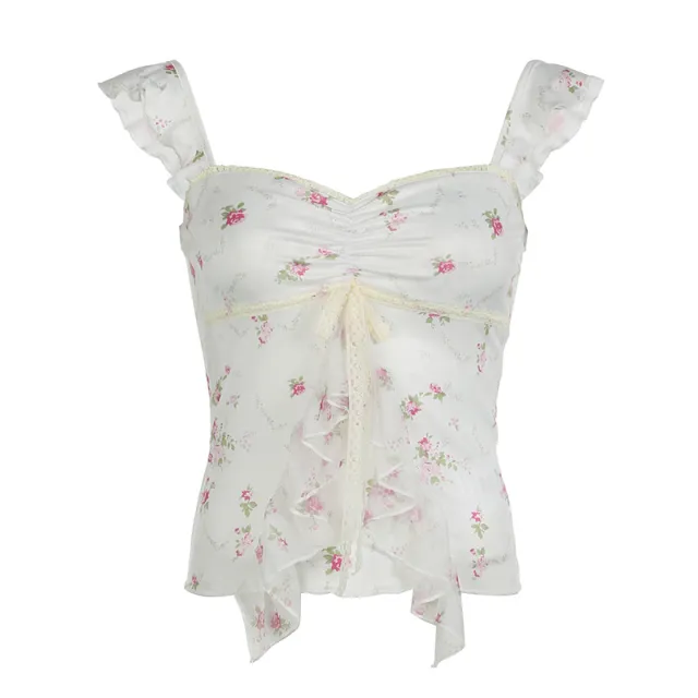Lace Lace up Slimming Girl Blouse Short White - Shop at LoveMi