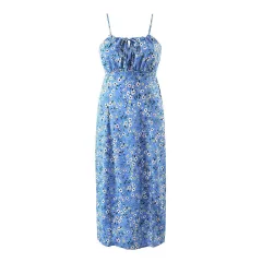 Women's Stylish And Mature Printed Split High-slit Camisole Dress - Printing - View 1