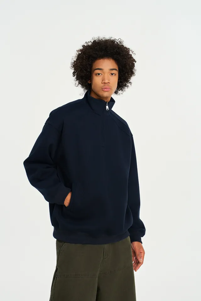 Women's Spring And Autumn Loose Profile Coat High Street Solid Color Top Navy Blue - Shop at LoveMi
