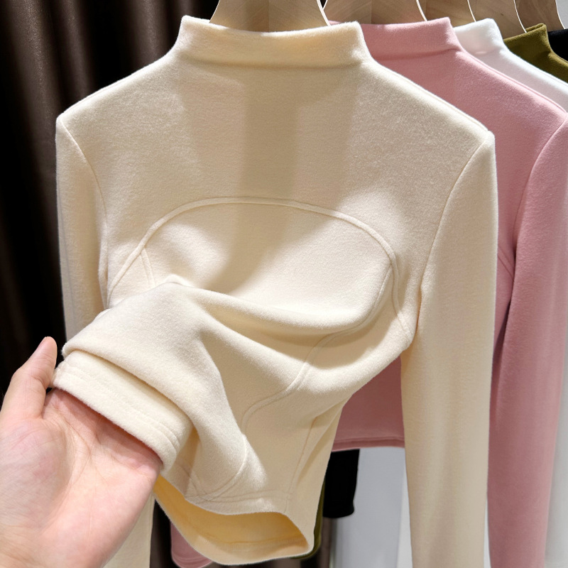 Womens Half-Turtleneck Double-Faced Thermal Base Layer Top