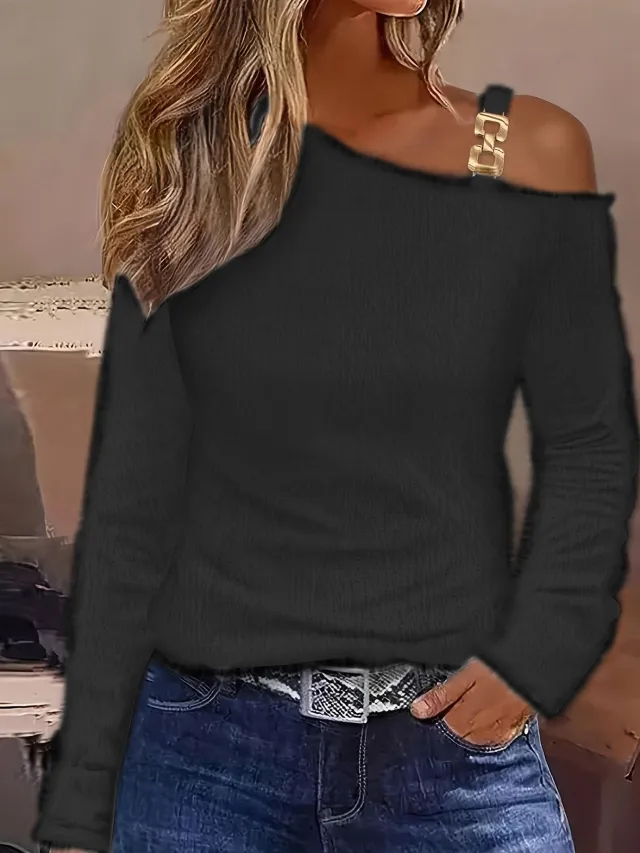 FallWinter Hot selling Plush Solid Color Women's Sweater Black - Shop at LoveMi