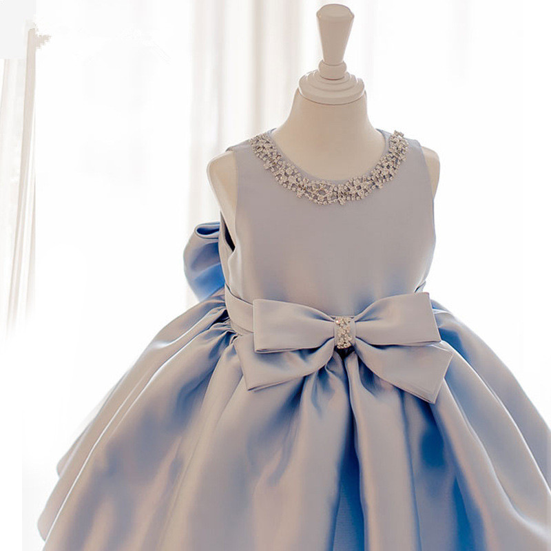 Children's Pettiskirt Flower Girl Spring Princess Banquet Blue Dress - Image 1