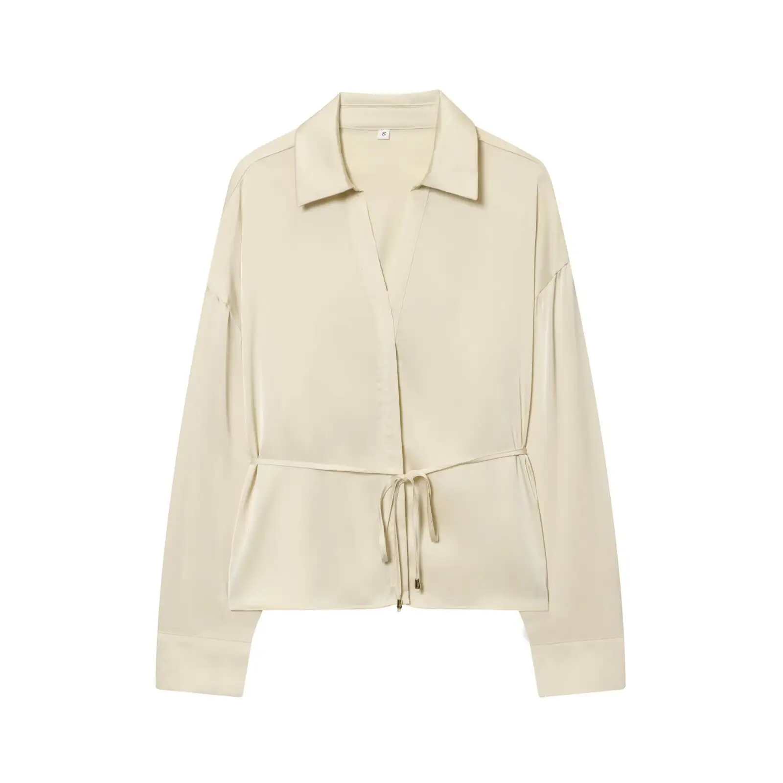 Women's Stylish Thin Waist Belt Silk-Satin Texture Shirt