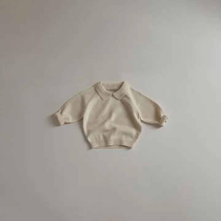 Children's Polo Collar Stripes Knitted Sweater
