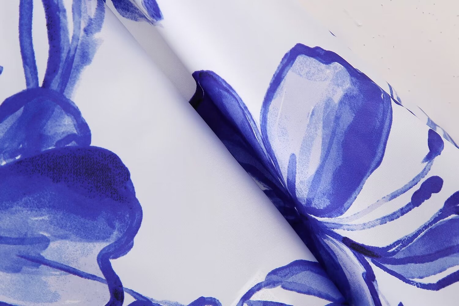 Women's Fashion Long Sleeve Blue Flower Print Shirt Skirt