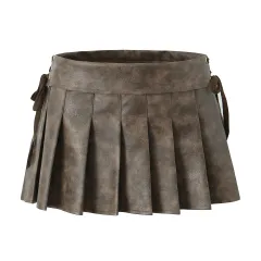 Fashion French Tether Pleated Skirt Women - Brown - View 1
