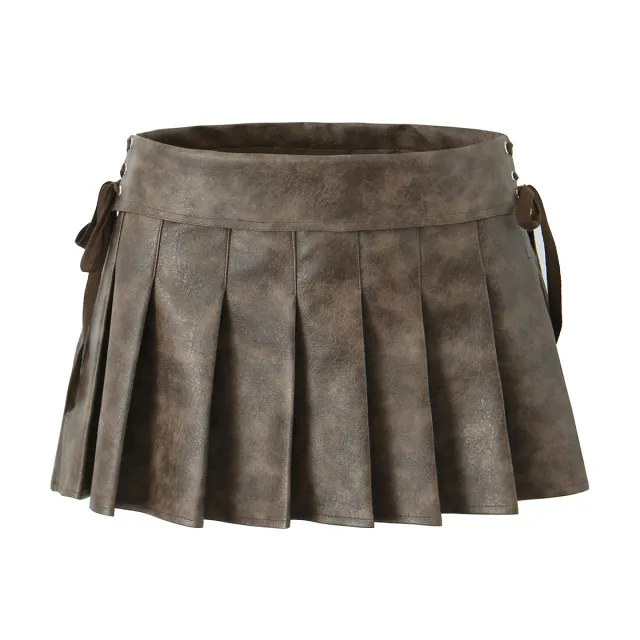 Fashion French Tether Pleated Skirt Women Brown - Shop at LoveMi