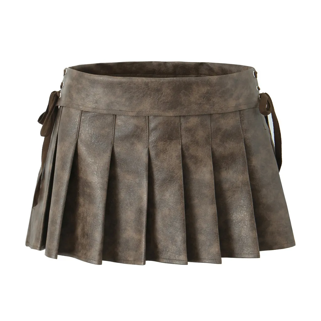 Fashion French Tether Pleated Skirt Women - Brown