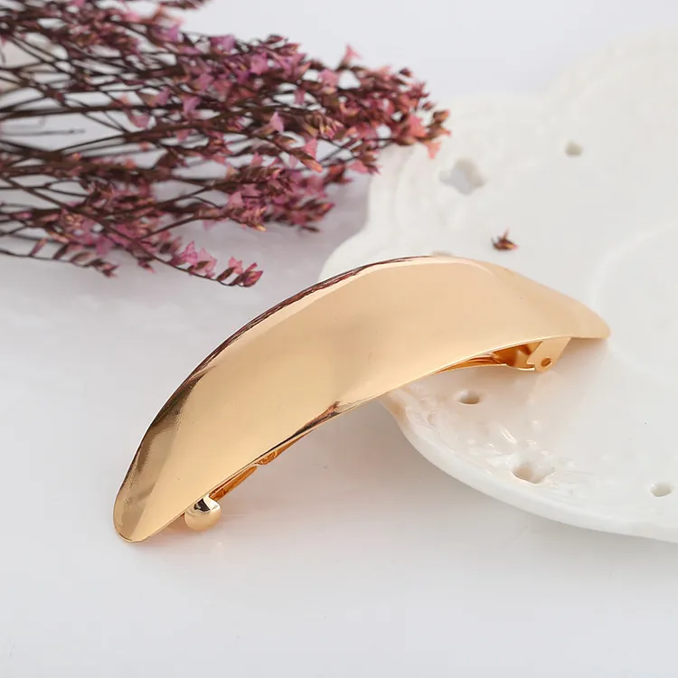 Fashion Women's Large Glossy Metal Barrettes Simple Fashion - Yellow
