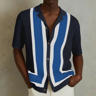 Men's Summer New Striped Contrast Color Knitwear Top