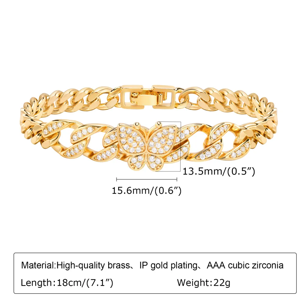 Copper Square Heart-shaped Zircon Geometric Bracelet - Pbr064