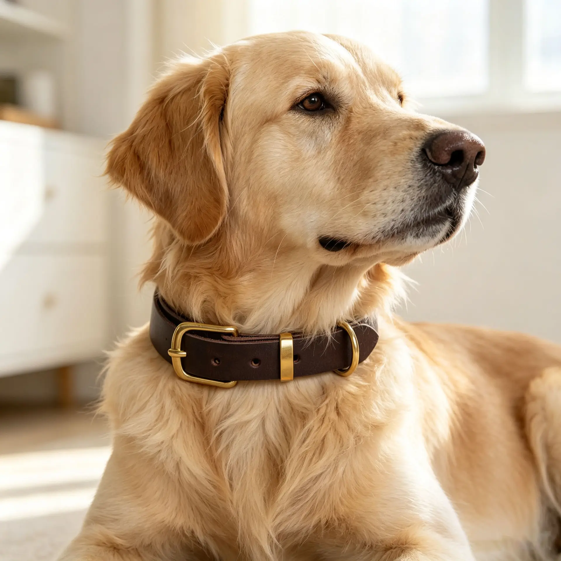 Vintage-style Pet Collar With Brass Fastenings