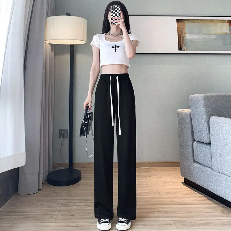 Ice Silk Wide-leg Pants Women's Draping Effect Trousers
