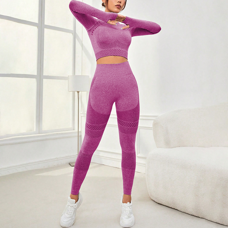 Seamless Workout Clothes Outdoor Sports Suit Rose Red - Shop at LoveMi