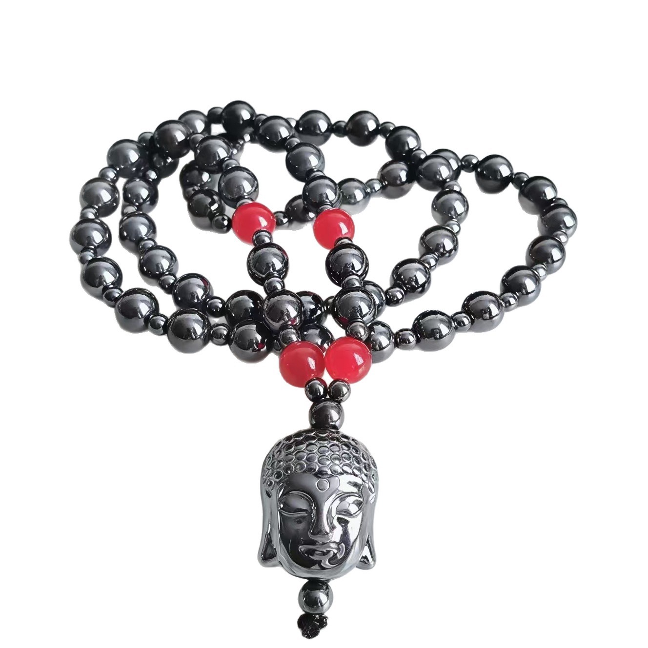 Ethnic-style Non-magnetic Black Obsidian Pixiu Buddha Head Pendant Jewelry