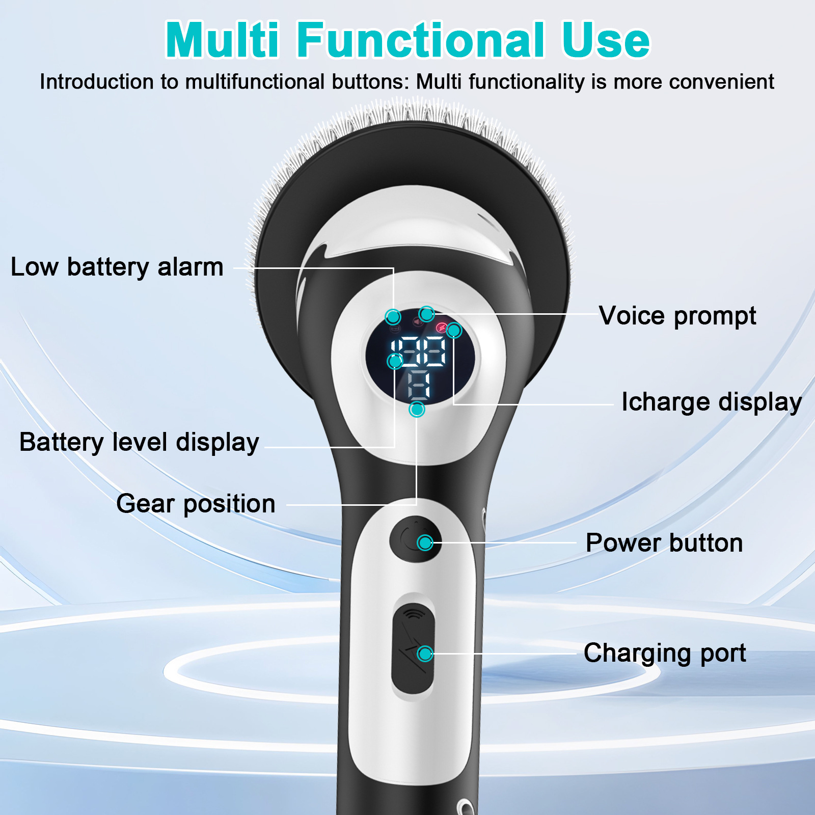 Multifunctional Electric Cleaning Brush Wireless Charging