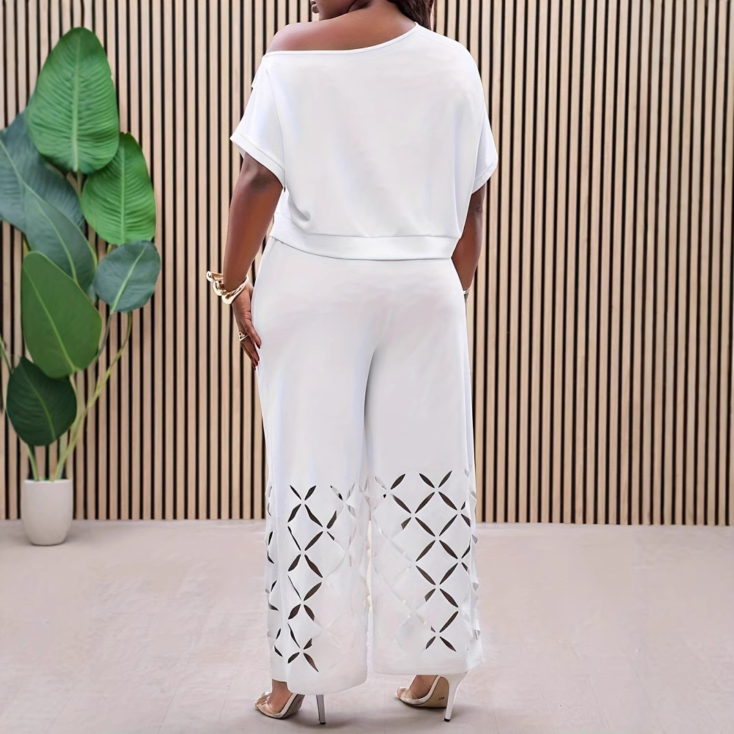 Elegant Solid Color Casual Asymmetric Shoulder Embroidery