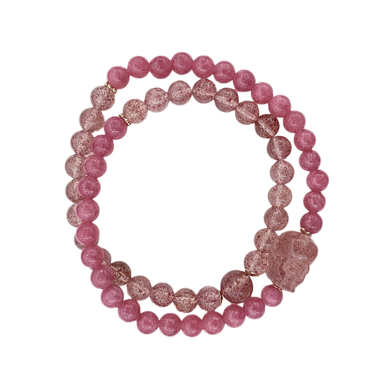 Natural Crystal Bracelet Strawberry Quartz Multi-circle DIY Special-interest Design Crystal Bracelet Ornament