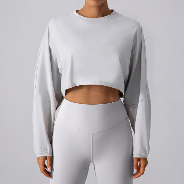 Women's Short Sports Round Neck Sweater T shirt Silver - Shop at LoveMi